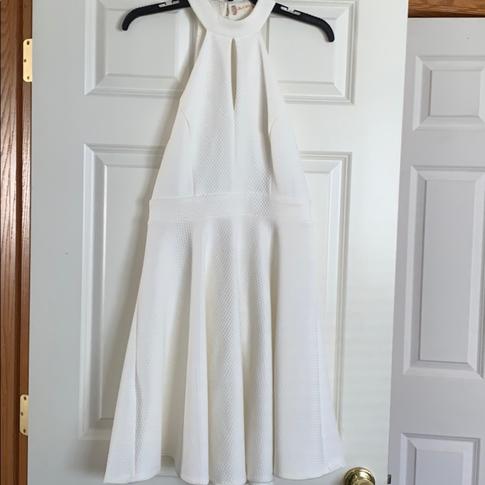 White Halter Top Dress with Open Laced Back